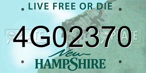 4G02370 New Hampshire License Plate