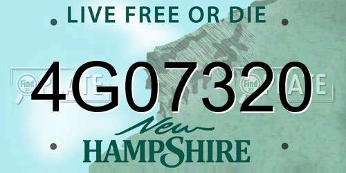 4G07320 New Hampshire License Plate