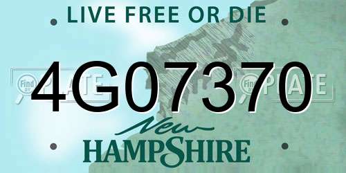 4G07370 New Hampshire License Plate