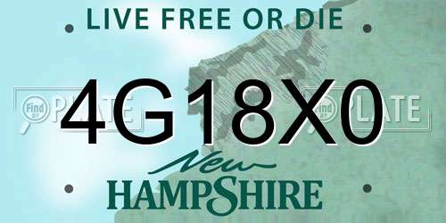 4G18X0 New Hampshire License Plate