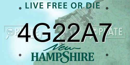 4G22A7 New Hampshire License Plate