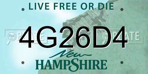 4G26D4 New Hampshire License Plate