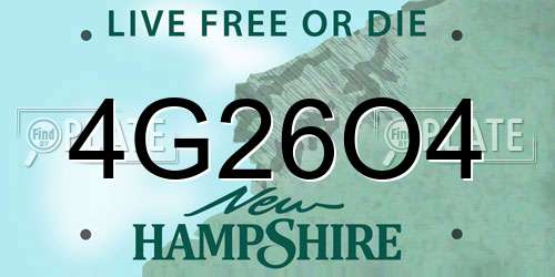 4G26O4 New Hampshire License Plate