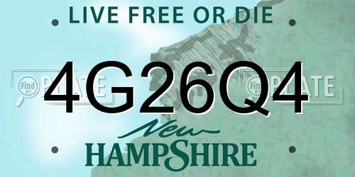 4G26Q4 New Hampshire License Plate