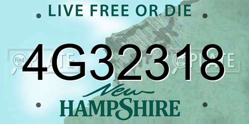 4G32318 New Hampshire License Plate