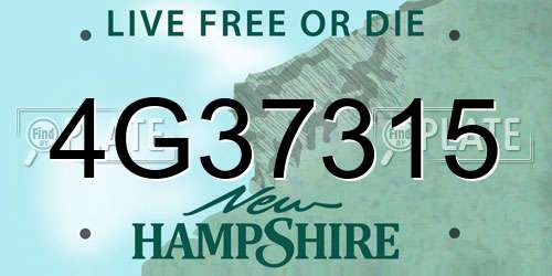 4G37315 New Hampshire License Plate