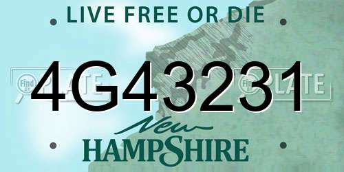 4G43231 New Hampshire License Plate