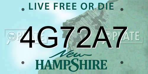 4G72A7 New Hampshire License Plate