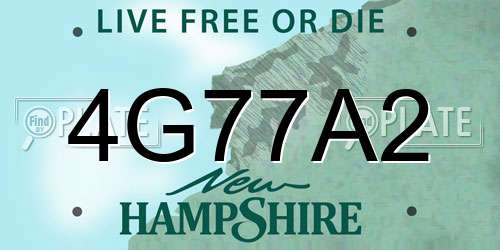 4G77A2 New Hampshire License Plate