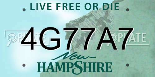 4G77A7 New Hampshire License Plate
