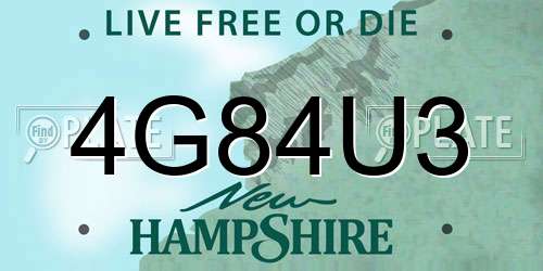4G84U3 New Hampshire License Plate