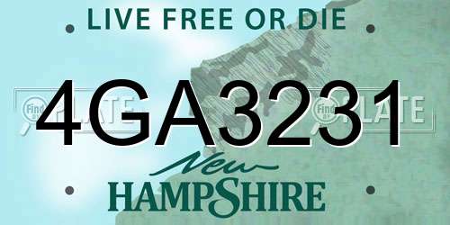 4GA3231 New Hampshire License Plate