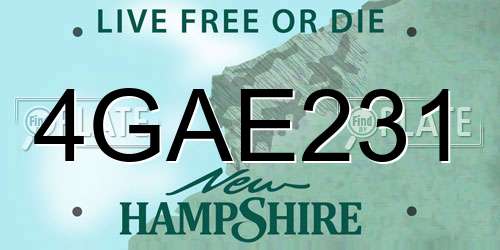 4GAE231 New Hampshire License Plate