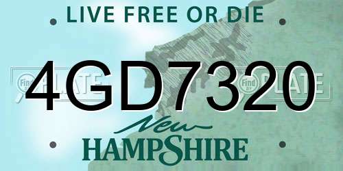 4GD7320 New Hampshire License Plate
