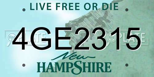 4GE2315 New Hampshire License Plate