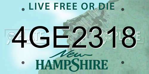 4GE2318 New Hampshire License Plate