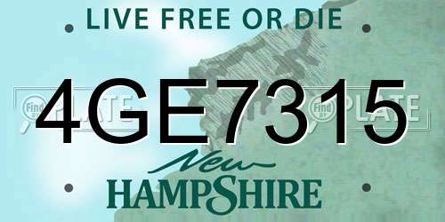 4GE7315 New Hampshire License Plate