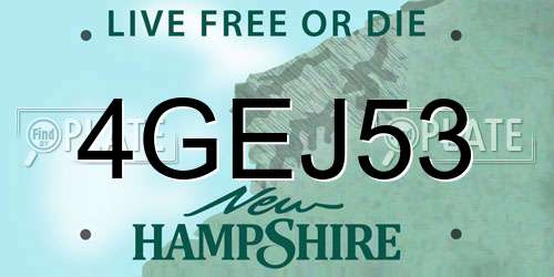 4GEJ53 New Hampshire License Plate