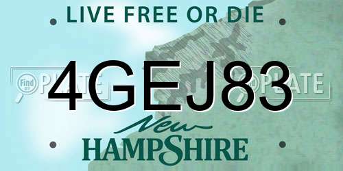 4GEJ83 New Hampshire License Plate