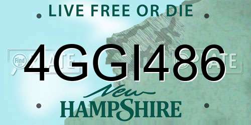 4GGI486 New Hampshire License Plate