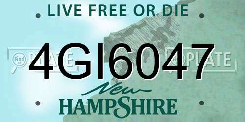 4GI6047 New Hampshire License Plate