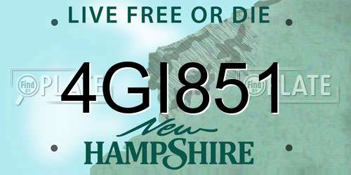 4GI851 New Hampshire License Plate