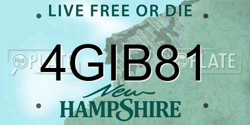 4GIB81 New Hampshire License Plate