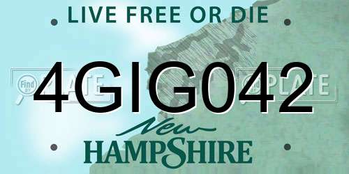 4GIG042 New Hampshire License Plate