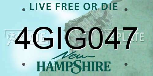4GIG047 New Hampshire License Plate