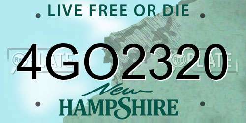 4GO2320 New Hampshire License Plate