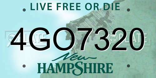 4GO7320 New Hampshire License Plate