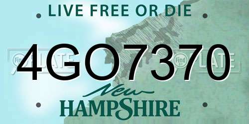 4GO7370 New Hampshire License Plate