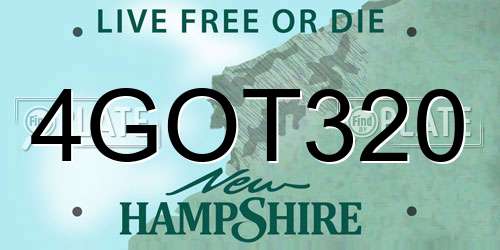 4GOT320 New Hampshire License Plate