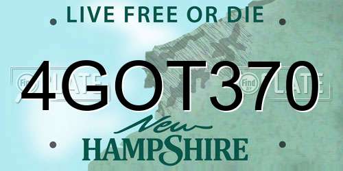 4GOT370 New Hampshire License Plate