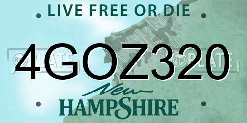 4GOZ320 New Hampshire License Plate