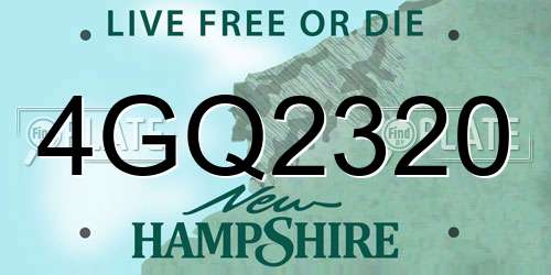 4GQ2320 New Hampshire License Plate