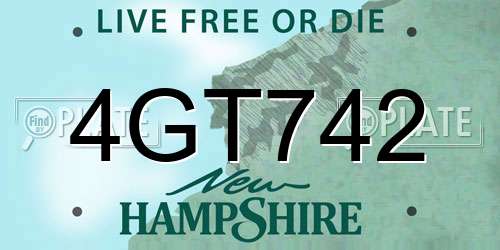 4GT742 New Hampshire License Plate