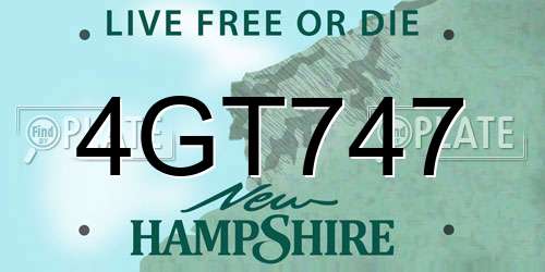 4GT747 New Hampshire License Plate