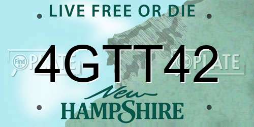 4GTT42 New Hampshire License Plate
