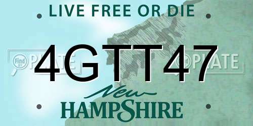 4GTT47 New Hampshire License Plate