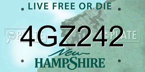 4GZ242 New Hampshire License Plate