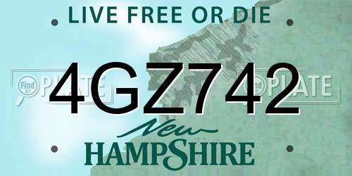 4GZ742 New Hampshire License Plate