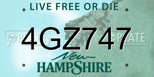 4GZ747 New Hampshire License Plate