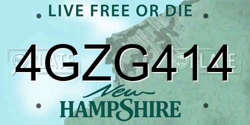 4GZG414 New Hampshire License Plate