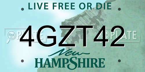 4GZT42 New Hampshire License Plate