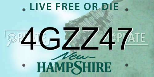 4GZZ47 New Hampshire License Plate