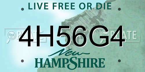 4H56G4 New Hampshire License Plate