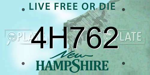 4H762 New Hampshire License Plate