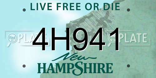4H941 New Hampshire License Plate