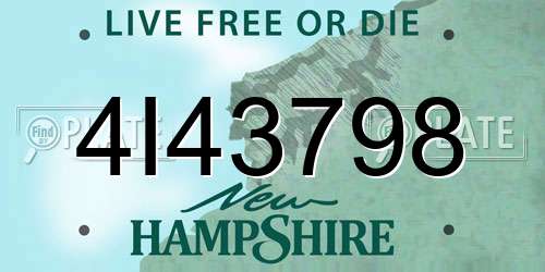 4I43798 New Hampshire License Plate